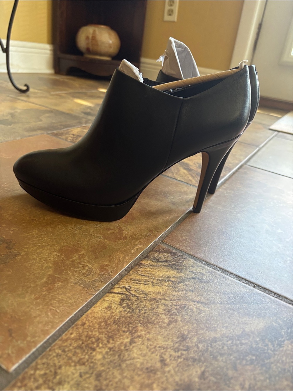 Vince Camuto Black Leather High-Heel Ankle Booties